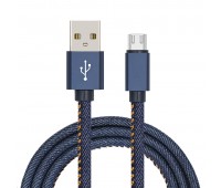 Кабель USB2.0 A ->microUSB в виде шнурка цветные 1м ДЖИНС