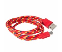 Кабель USB2.0 A ->microUSB в виде шнурка цветные 1м ПЛОСКИЕ
