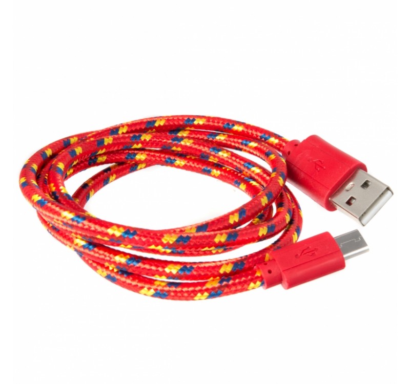 Кабель Liberty Project USB - MICROUSB 1.5 М. USB - Mini USB кабель красная Оплетка. Провод в желтой оплетке. Тряпичный УСБ провод. Красный кабель купить