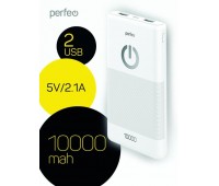 Аккумулятор Perfeo SPLASH Powerbank 10000 mah + Micro usb /In Micro usb /Out USB 1 А, 2.1A/ White